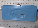 Small Blue Tool Storage Box Vintage Metal Wire Handle Cute