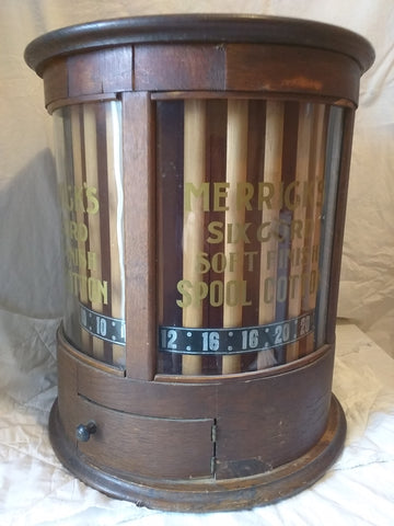 Merrick's 1897 spool cabinet round painted glass holder Merrick store display antique sewing