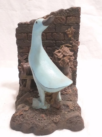 Blue duck swan bookend single book end resin