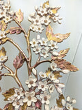 AS IS Syroco Dogwood Cherry Blossom Branch Gold Cream 1967 33” X 21” Wall Art Vintage 7031
