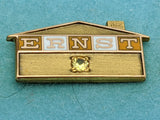 10K ERNST Employee Brass Belt Buckle OC Tanner Pin Home Improvement Hardware Store Rare