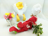 4 Annalee Duck Rain Boots Mouse Flower Chef Harvest Santa Holly Felt Doll