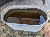 Short Round End Tank Galvanized Corrugated Livestock Water Trough Feeding Bedding Garden Oblong