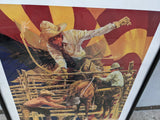 Signed Numbered Jim Sharpe Rodeo Poster Print Arizona Moment 24X33 Framed Cowboy Art 1997