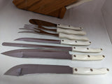 14 pc White CUTCO Set CLASSIC White HANDLE  KNIVES 7 Steak BREAD CHEF KNIFE