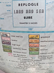 Land and Sea Replogle 12 Inch Globe Vintage USA Blue World Metal