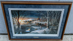 Almost Home Terry Redlin Signed Print Numbered 9264/29500 Limited Church Farm Sleigh Etched Glass