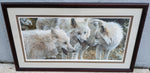 44X25 Tundra Summit Carl Brender White Arctic 3 Wolves Signed Numbered Print Framed Art
