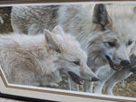 44X25 Tundra Summit Carl Brender White Arctic 3 Wolves Signed Numbered Print Framed Art