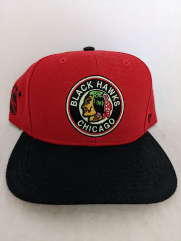 Black Hawks Chicago Vintage Indian Logo Hockey 47Brand Hat Baseball Cap