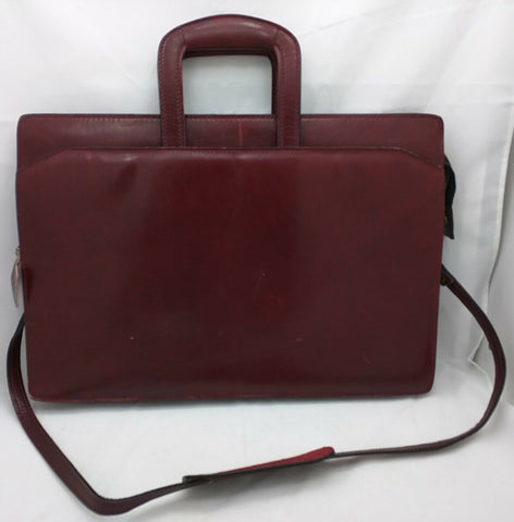 Vintage Denise Leather Briefcase Shoulder Messenger Lawyer Bag burgundy School