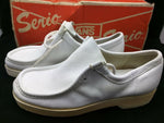 RARE Vintage Vans Dress Shoes White Moc Toe Leather Lace USA Made moccasin 6.5