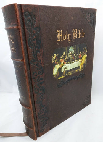 Family Record Edition World Holy Bible Last Supper Ribbed Spine Leather? KJV HC