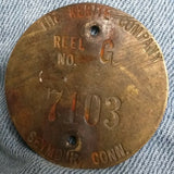 Brass REEL ID. TAG BADGE Kerite Company Seymour CT Industrial Steampunk Pendant?