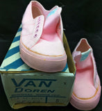 8.5 PINK 1984 LADY VANS DECK Vintage International Canvas Boat Shoes lace-up new