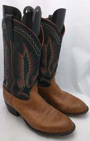 10 Stitch Tony Lama 6184 Taurus Leather Western Cowboy Boots PECAN Men's  9.5 D