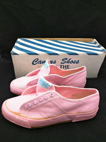 8.5 PINK 1984 LADY VANS DECK Vintage International Canvas Boat Shoes lace-up new