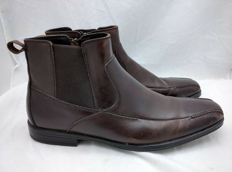 Stacy Adams Classy Brown Men's Leather Zippered Ankle Stretch Boots Size 8.5 M