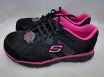 Alloy Toe Skechers Flexsole Synergy Sandlot Work Shoe 76553 Black/Pink Women 9.5